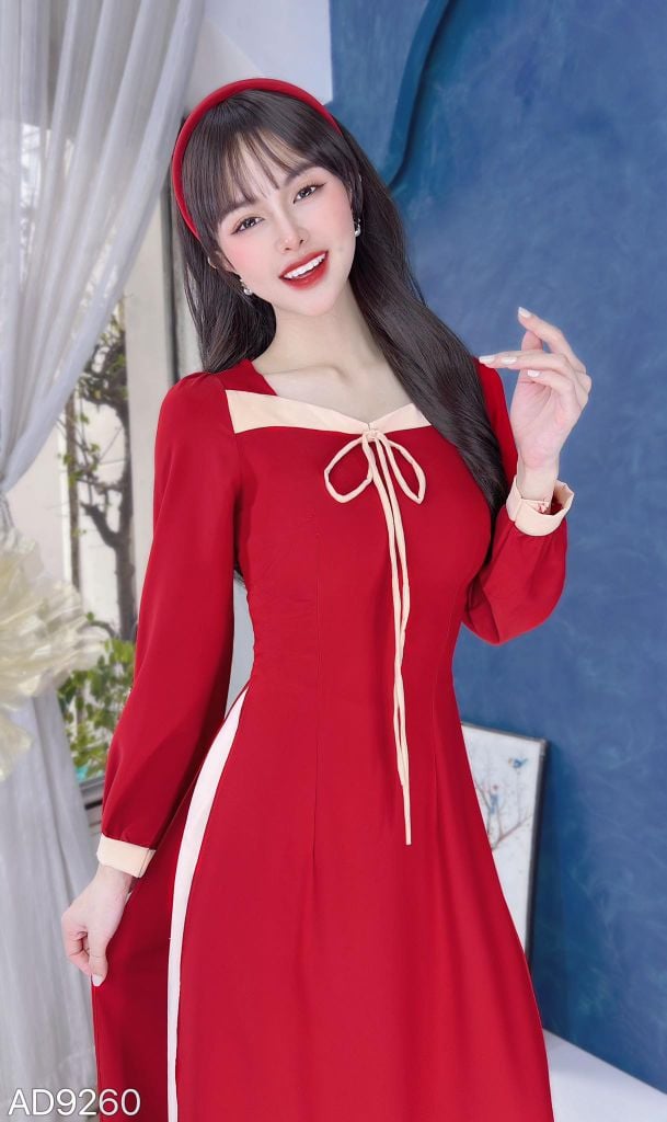 Áo Dài Cổ Lượn Cánh Én AD9002.9260 (áo lẻ)