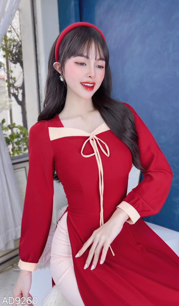 Áo Dài Cổ Lượn Cánh Én AD9002.9260 (áo lẻ)
