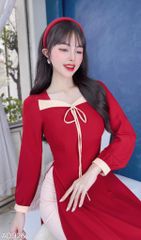 Áo Dài Cổ Lượn Cánh Én AD9002.9260 (áo lẻ)