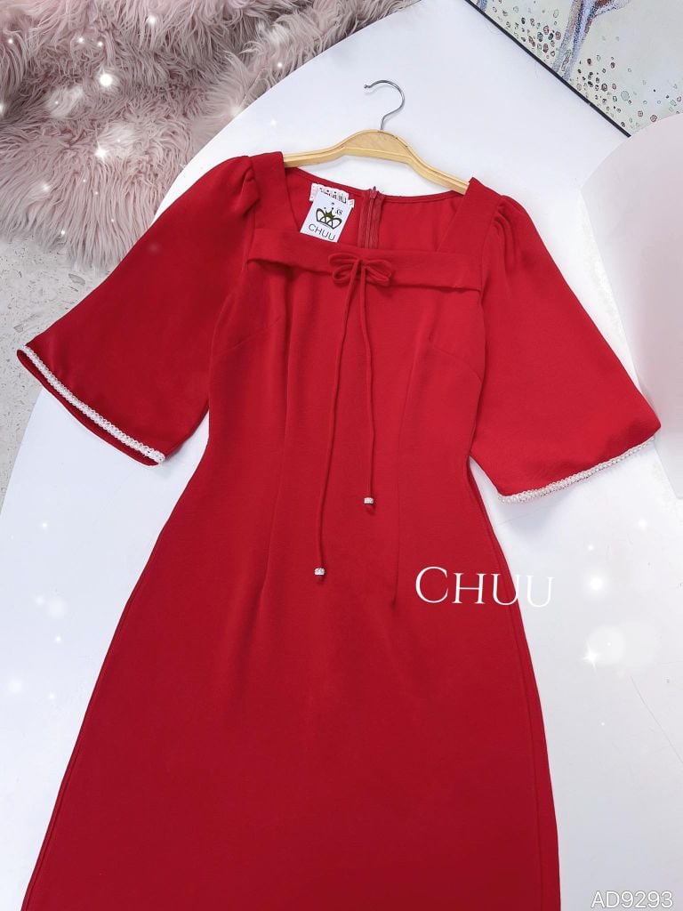 Áo Dài Cổ Vuông Chuồn Chuồn AD9001.9293 (áo lẻ)