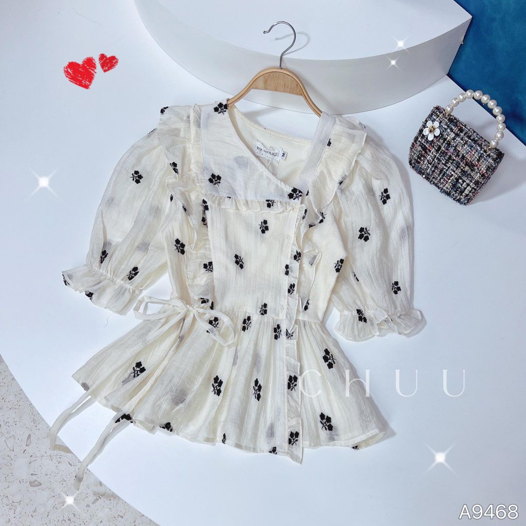 Áo Peplum Cổ Xéo A9468