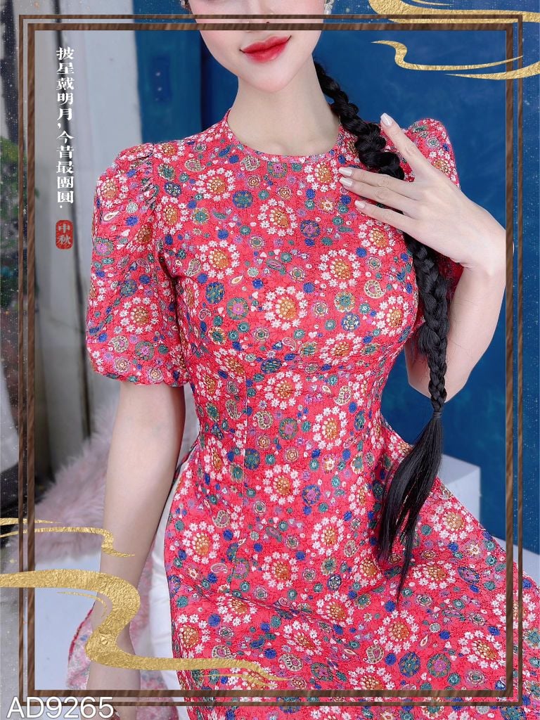 Áo Dài Cách Tân Gấm Thêu AD9002.9265 (áo lẻ)