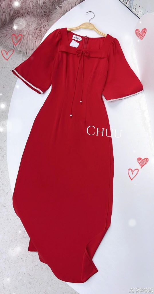 Áo Dài Cổ Vuông Chuồn Chuồn AD9001.9293 (áo lẻ)