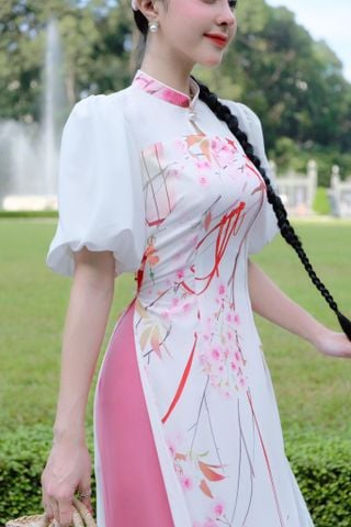 Áo Dài 4T 122 Hoa Rơi  AD9271 (áo lẻ)