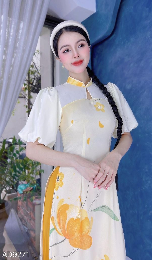 Áo Dài 4T 122 Hoa Rơi  AD9271 (áo lẻ)