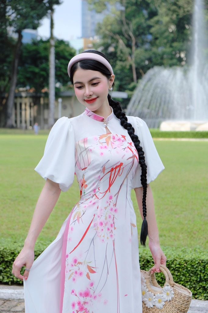 Áo Dài 4T 122 Hoa Rơi  AD9271 (áo lẻ)