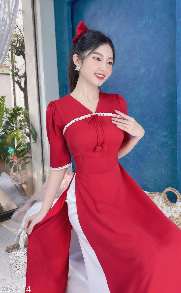 Áo Dài Tằm Gãy Nụ Bông AD9274 (áo lẻ)