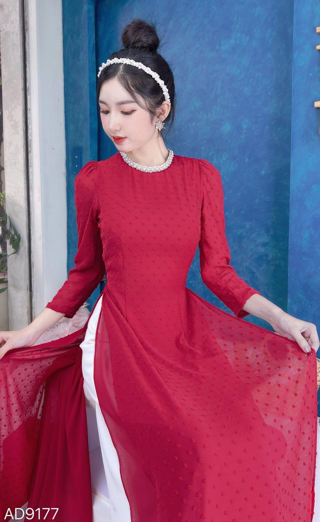 Áo Dài 4 Tà Bông Tuyết Ngọc AD9177 (áo lẻ)