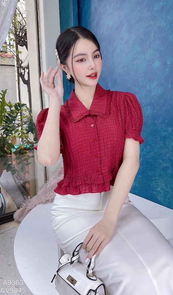 Áo Sơ Mi Xếp Chỉ Chân Bèo A9363
