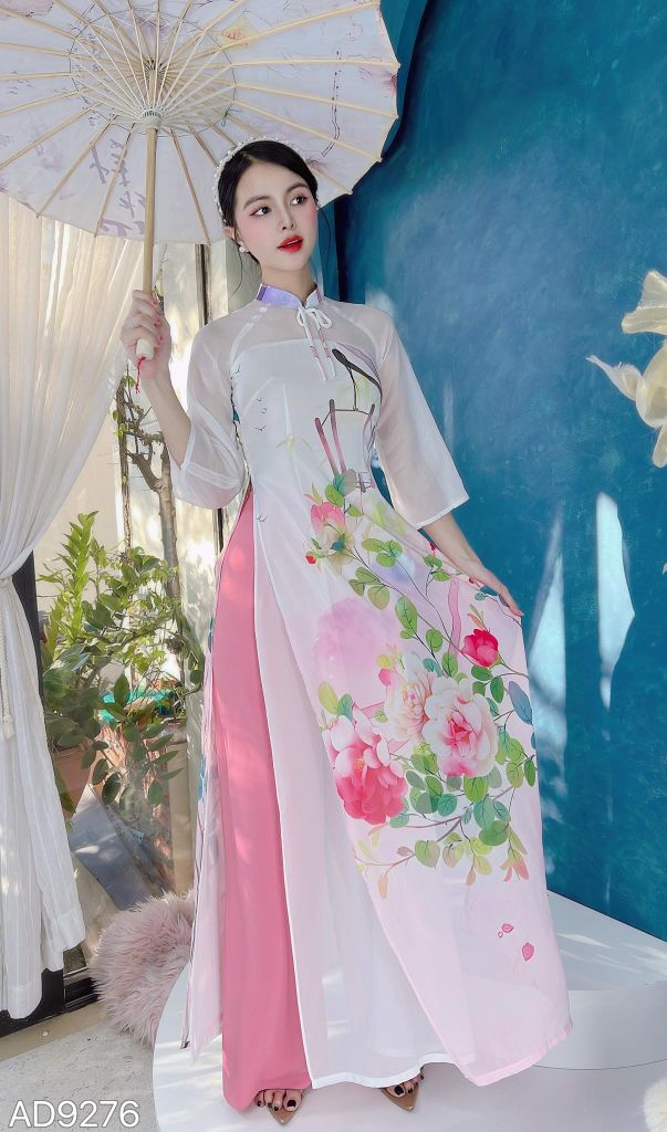 Áo Dài 4 Tà Sơn Hà AD9003.9276 (áo lẻ)