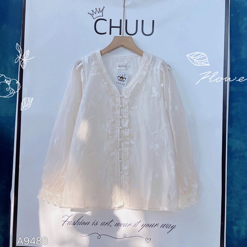 Áo Sơ Mi Lá Thêu Dây Leo A9488