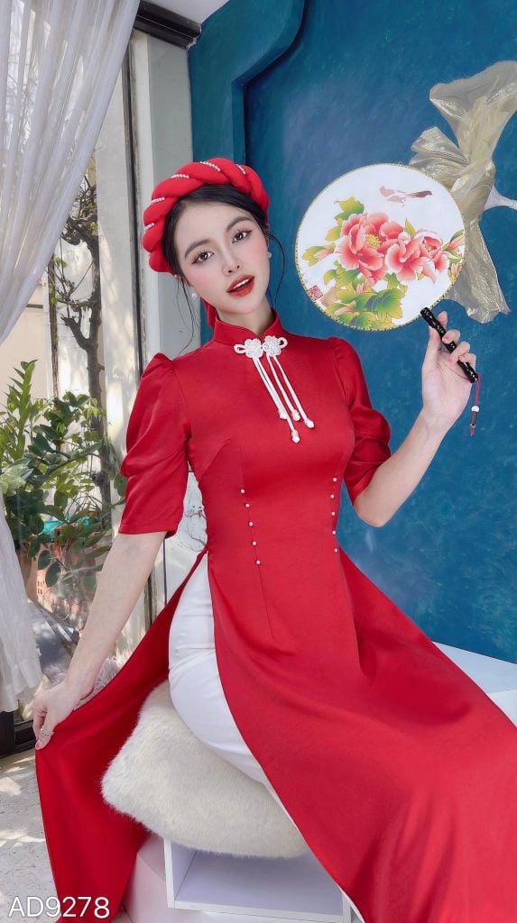 Áo Dài Nút Tàu Ngọc AD9001.9278 (áo lẻ)