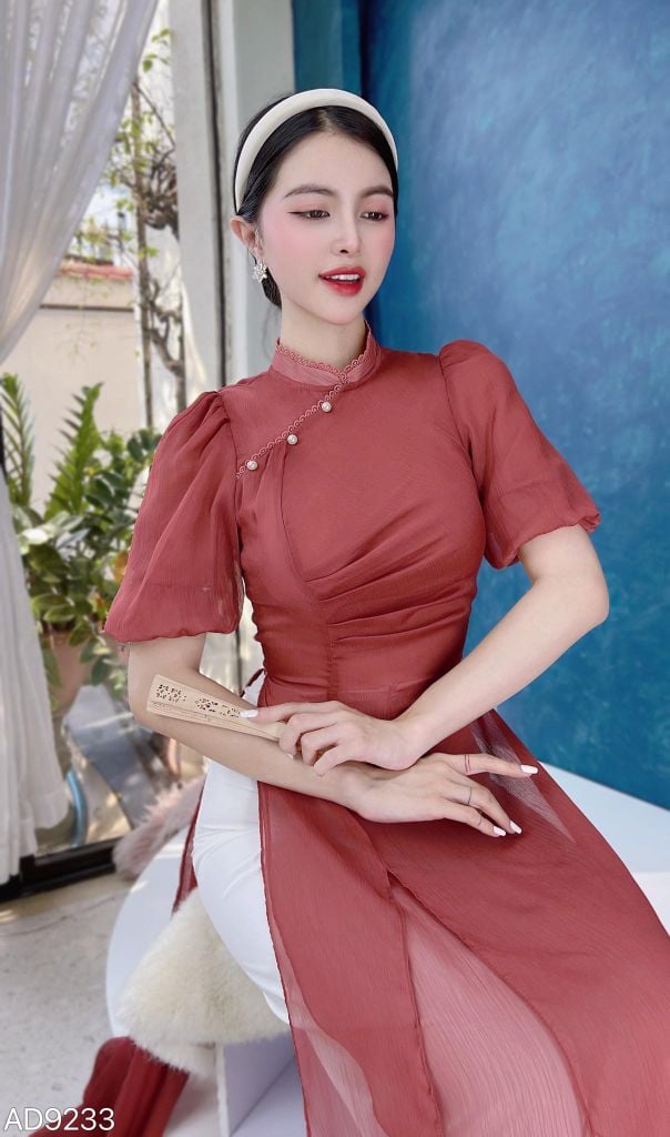 Áo Dài 4 Tà Nhún Eo AD9003.9233 (áo lẻ)