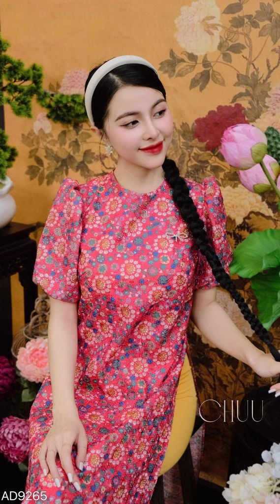 Áo Dài Cách Tân Gấm Thêu AD9002.9265 (áo lẻ)