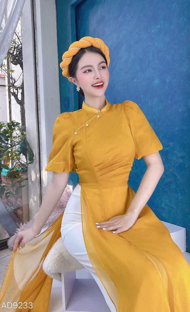 Áo Dài 4 Tà Nhún Eo AD9003.9233 (áo lẻ)