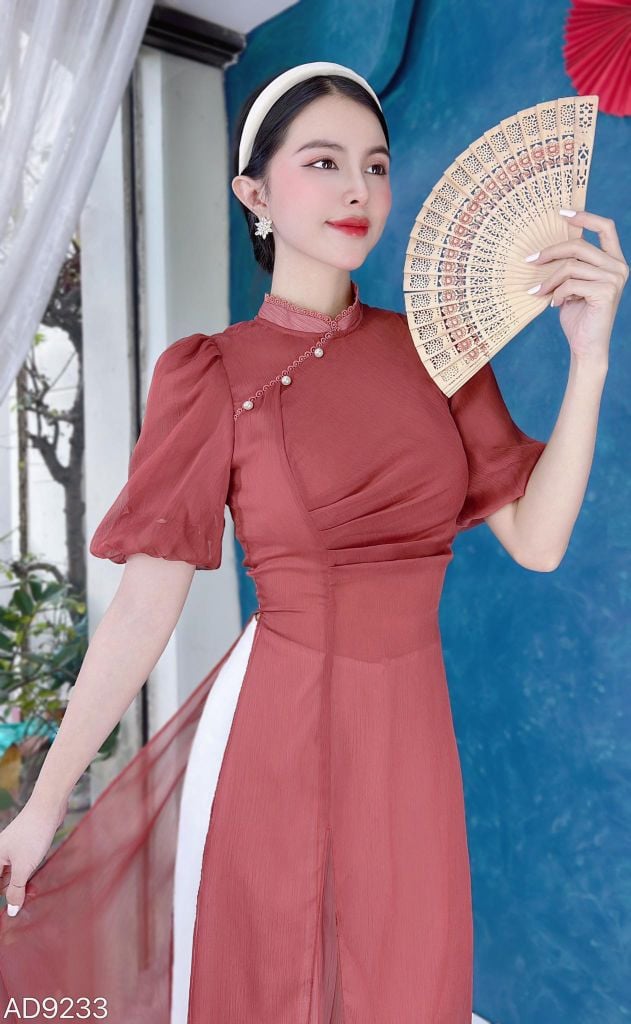 Áo Dài 4 Tà Nhún Eo AD9003.9233 (áo lẻ)