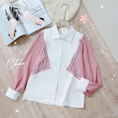 Áo Sơ Mi Trắng + Sọc Cá Tính A1561