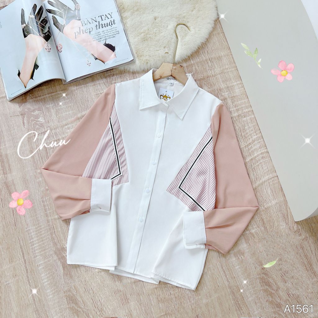 Áo Sơ Mi Trắng + Sọc Cá Tính A1561