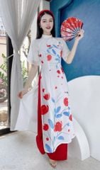 Áo Dài 4 Tà Cổ Trụ Nơ Mềm AD9003.1298 (áo lẻ)