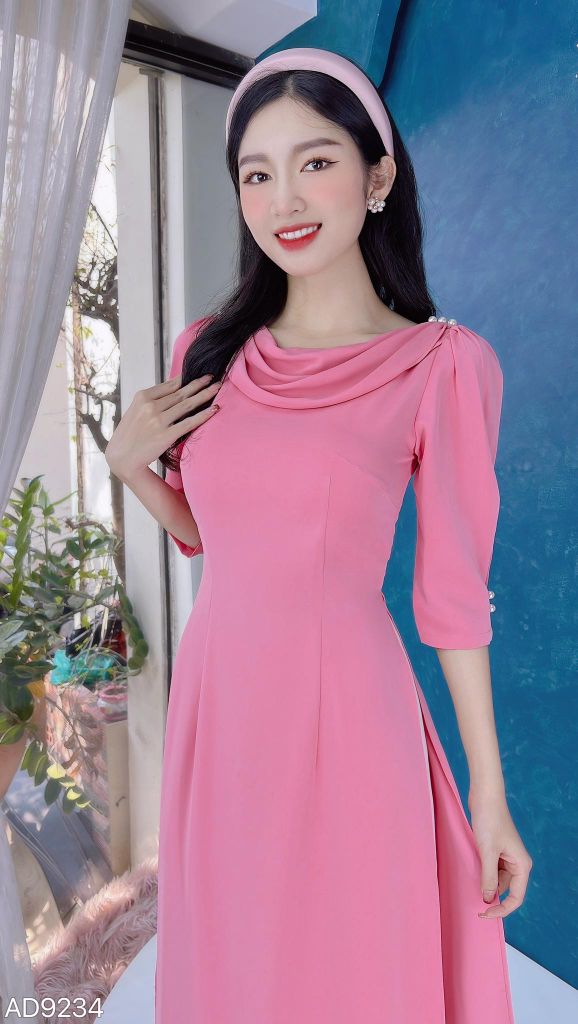 Áo Dài Cổ Đổ Bắn Ngọc AD9001.9234 (áo lẻ)