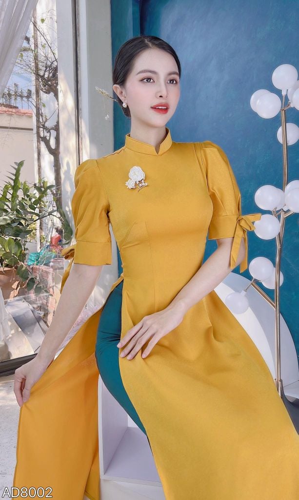 Áo Dài Tay Bồng Nơ 2cm AD8002 (áo lẻ)