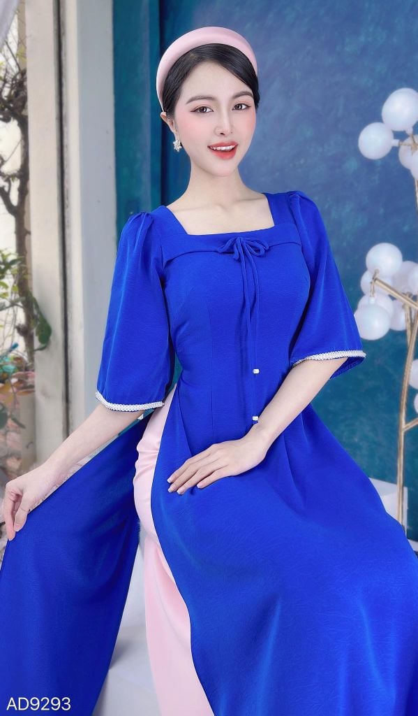 Áo Dài Cổ Vuông Chuồn Chuồn AD9001.9293 (áo lẻ)