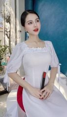 Áo Dài Cổ Vuông Bông Mai AD9001.9283 (áo lẻ)