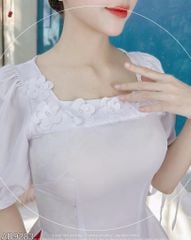 Áo Dài Cổ Vuông Bông Mai AD9001.9283 (áo lẻ)