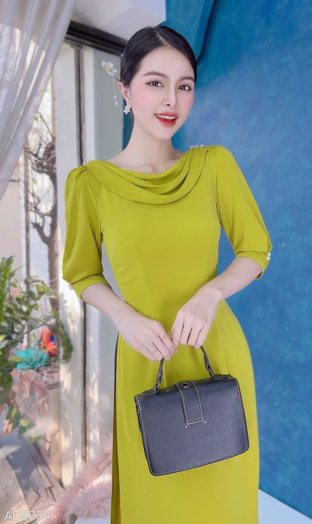 Áo Dài Cổ Đổ Bắn Ngọc AD9001.9234 (áo lẻ)