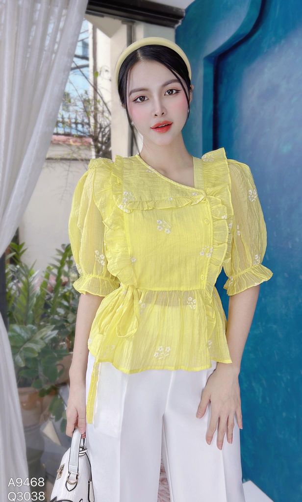 Áo Peplum Cổ Xéo A9468