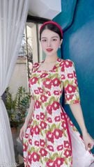 Áo Dài Cổ Vuông Tay Sóng AD1302 (áo lẻ)