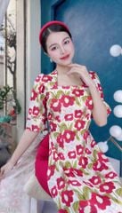 Áo Dài Cổ Vuông Tay Sóng AD1302 (áo lẻ)