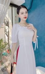 Áo Dài Cổ Vuông Bông Mai AD9001.9283 (áo lẻ)