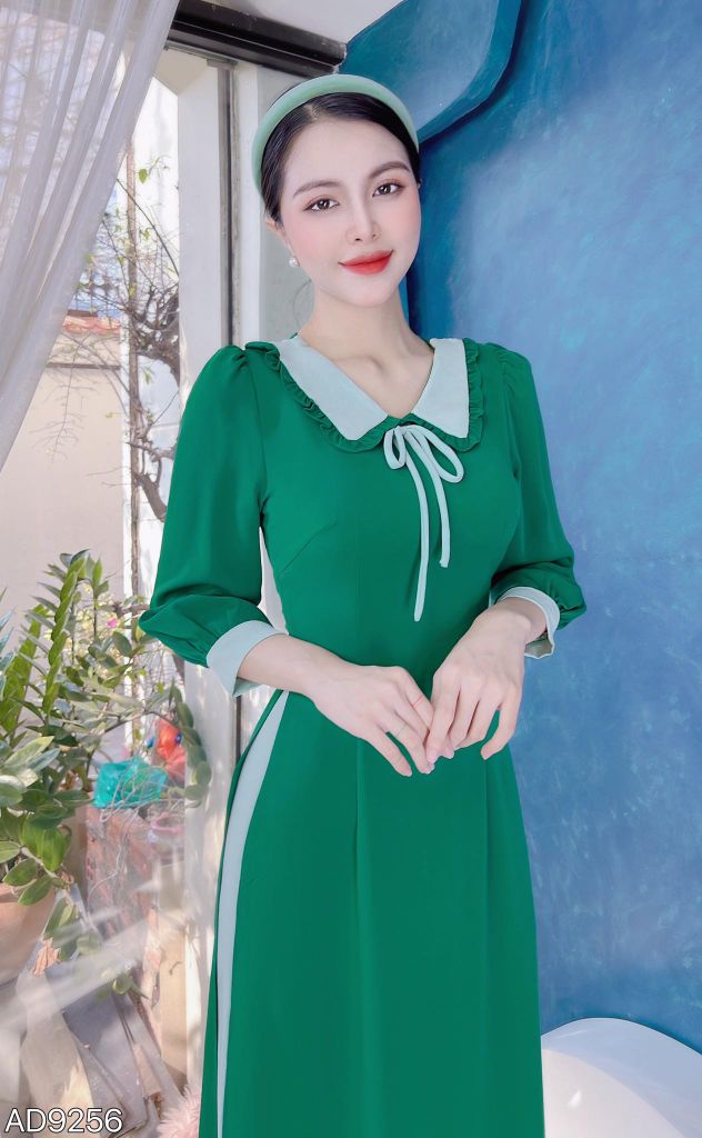 Áo Dài Cổ Lá Nơ Nhỏ AD9256 (áo lẻ)