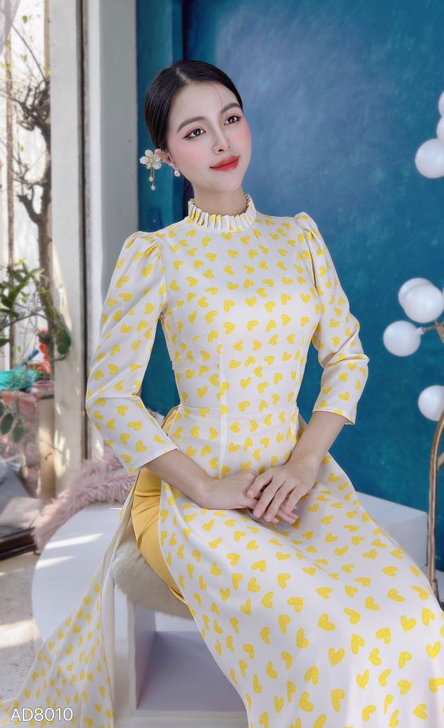 Áo Dài Mango Chấm Bi AD8010 (áo lẻ)