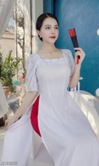 Áo Dài Cổ Vuông Bông Mai AD9001.9283 (áo lẻ)