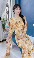Áo Dài Cổ Kiềng Bắn Ngọc AD9002.8049 (áo lẻ)