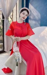 Áo Dài Tay Thêu Hoa Mai AD1323 (áo lẻ)