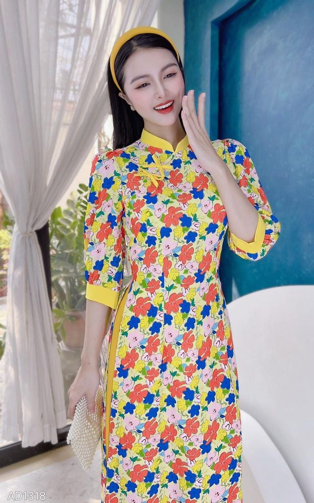 Áo Dài Nơ Nhí Phối Màu AD1318 (áo lẻ)