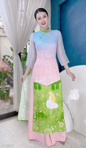 Áo Dài Tay Xẻ Cánh Đồng AD1324 (áo lẻ)