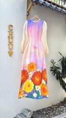 Áo Dài Tay Nối Ren Chân Bông AD1343 (áo lẻ)