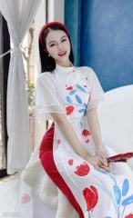 Áo Dài 4 Tà Cổ Trụ Nơ Mềm AD9003.1298 (áo lẻ)