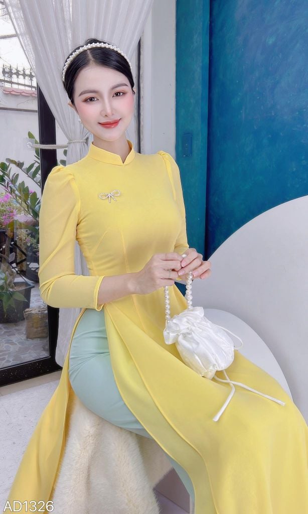 Áo Dài Chiffon Tay Bồng 4T+Cờ AD1326 (áo lẻ)