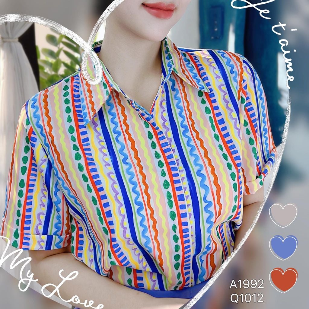 Áo Sơ Mi Tay Ngắn Họa Tiết A1992