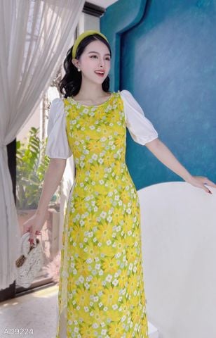 Áo Dài Bi Tay Màu AD9002.9224 (áo lẻ)