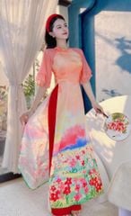 Áo Dài Chân Tranh WaterColor AD9002.9289 (áo lẻ)