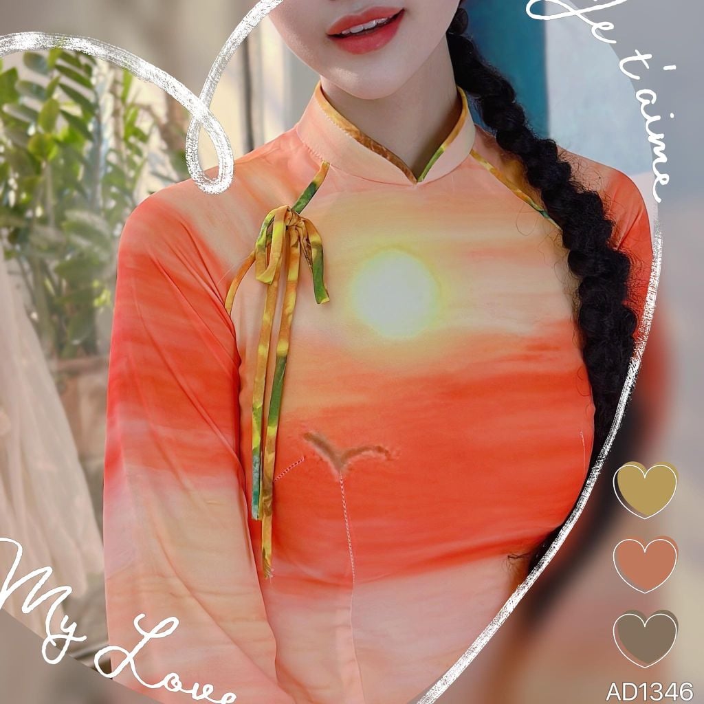 Áo Dài Sunset Chân Hoa AD1346 (áo lẻ)
