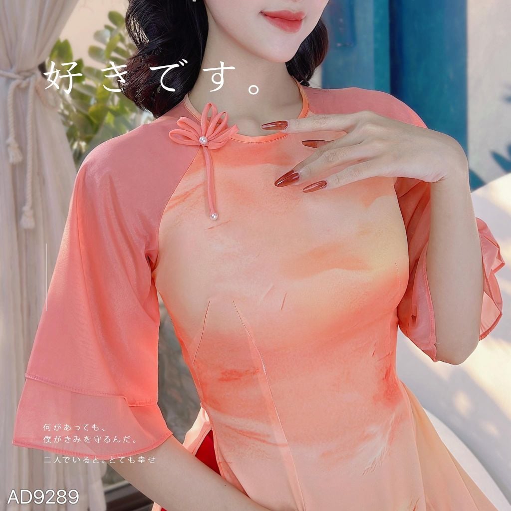 Áo Dài Chân Tranh WaterColor AD9002.9289 (áo lẻ)