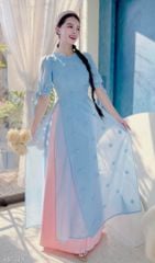 Áo Dài 4T Chiffon Hoa Đỗ Quyên AD1349 (áo lẻ)