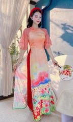Áo Dài Chân Tranh WaterColor AD9002.9289 (áo lẻ)